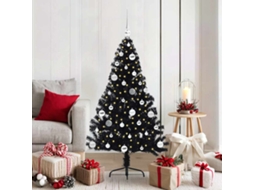 Vidaxl Árvore De Natal Artificial Pré-iluminada Preto 150 Cm Pvc
