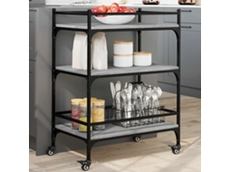 Vidaxl Carrinho De Cozinha 65x40x86,5cm Derivados Madeira Cinza Sonoma