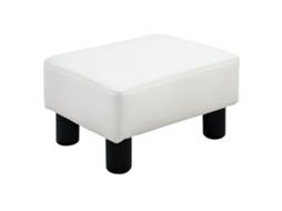 Pufe de sofá BTFORUS, assento em couro sintético, com pés de plástico (40x30x24cm) em branco