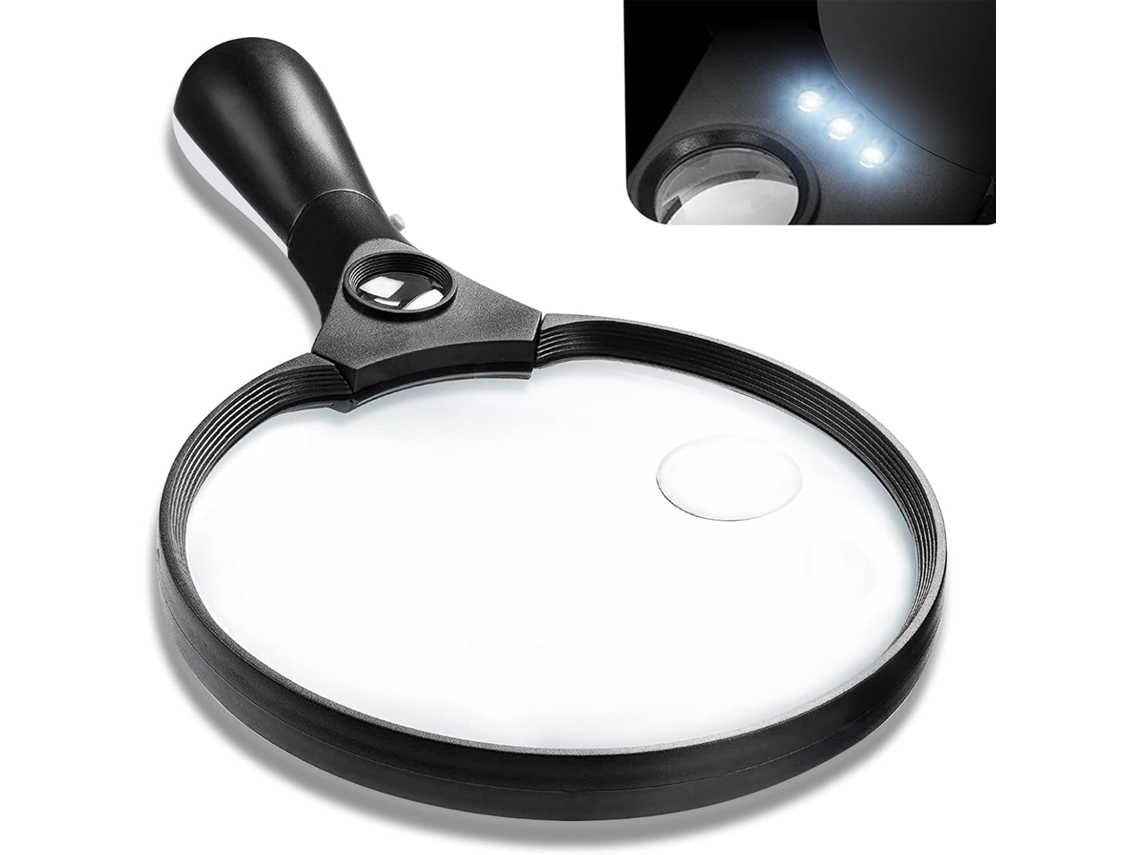 Lupa Com Iluminação - Lente De Aumento Grande De 5 - 5 Polegadas Com Zoom De 2x - 4x E 25x