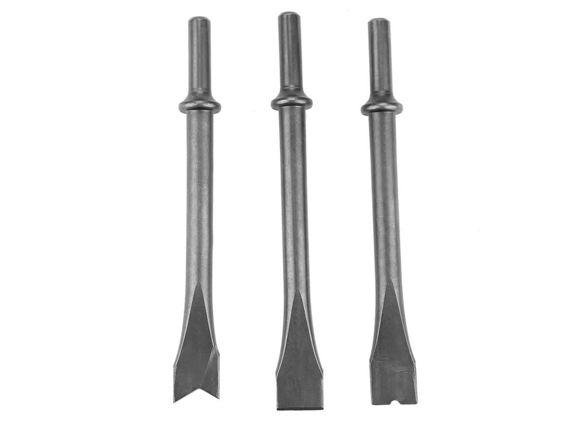Conjunto De 3 Cinceles De Martelo Neumático Com Cabo Redondo Extra Longo Bits De Martelo Neumático