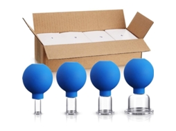 4-pack Copo De Ventosa De Vidro Com Silicone Para Massagem Corpo Rosto Pernas Braços Costas Azul