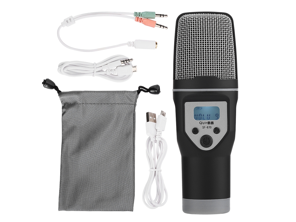 Microfone profissional para KTV EOOCOO com efeito de reverb