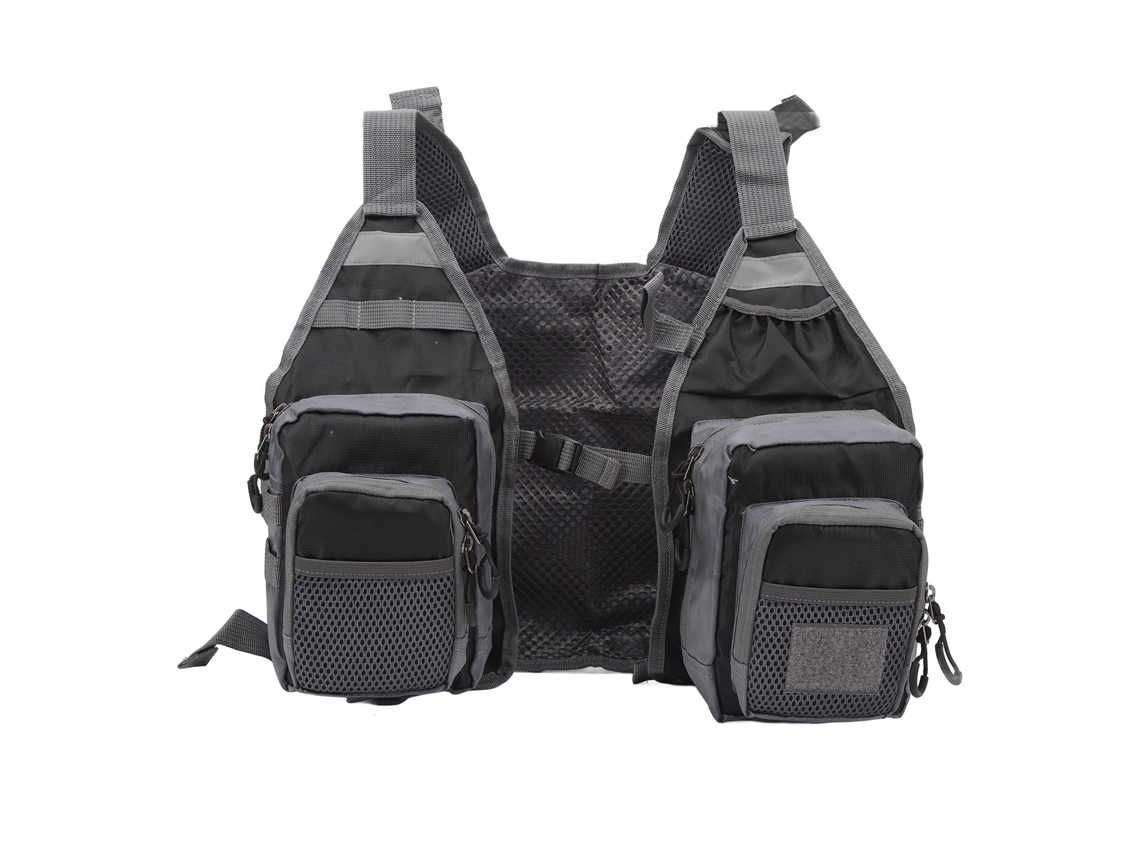 Coleteira de Pesca com 8 Bolsos Oxford Preta