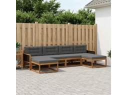 Vidaxl Conjunto De Sofás Para Exterior 6 Unid. Natural E Antracite