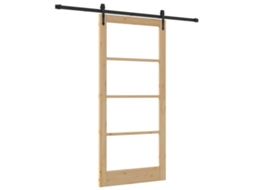Conjunto 1 Porta Deslizante Vidaxl Castanho Madeira De Pinho Maciça (93 X 202 Cm)