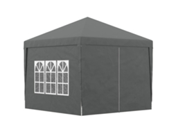 Tenda De Jardim Com Paredes Laterais Amovíveis Janelas Porta Com Fecho De Correr E Bolsa De Transporte 295x295x196-258 Cm Cinzento