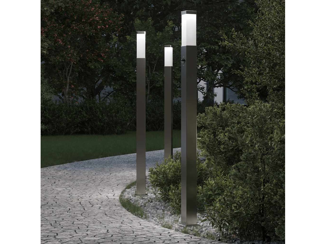 Vidaxl Luminárias De Balizamento Com Sensor, 3 Unidades, 110 Cm, Aço Inoxidável, Ip44