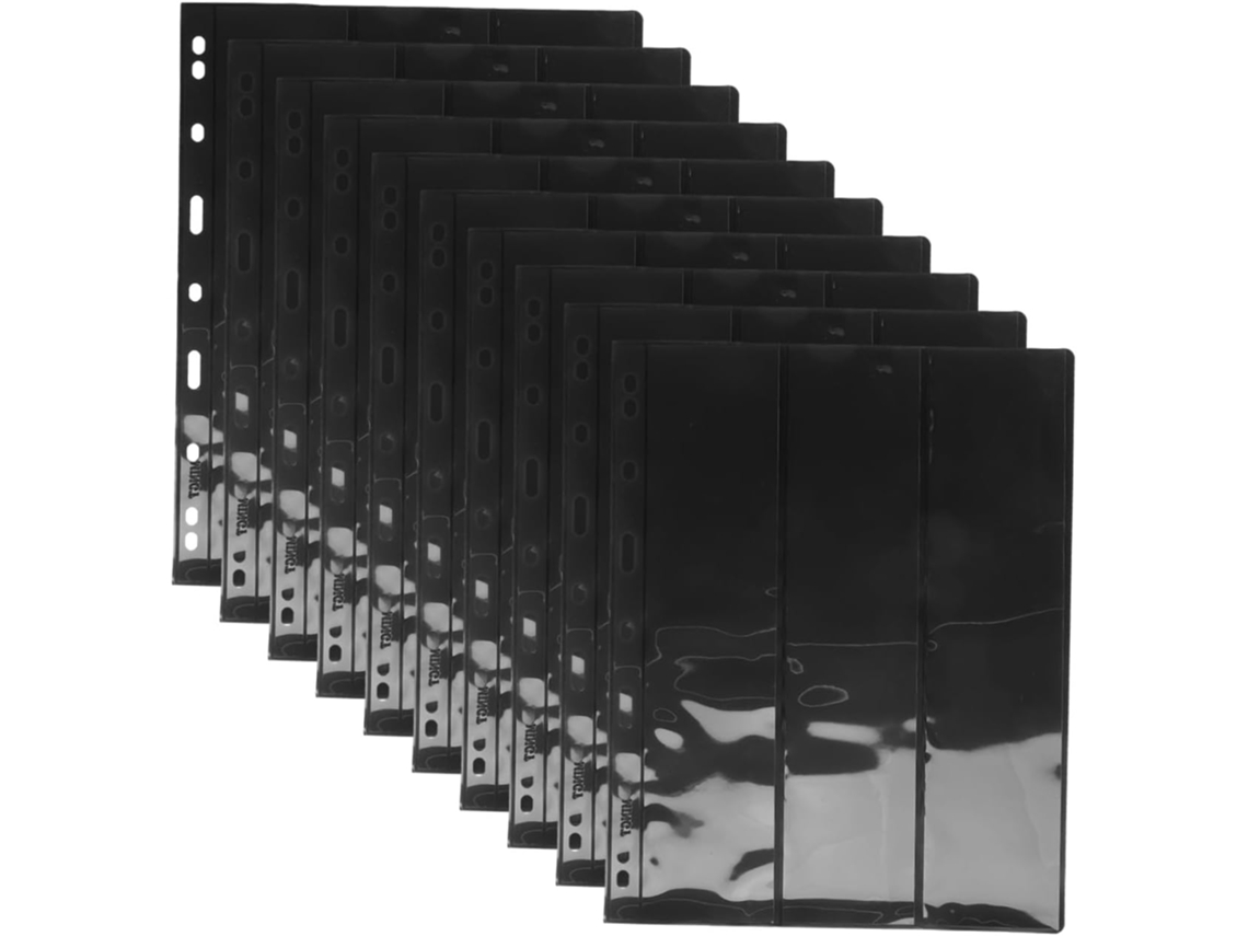 Hoodancos 10 Pages D'album Pour Timbres Noirs En Pet 3 Emplacements - Lote De 10 Feuilles - Design Élégant
