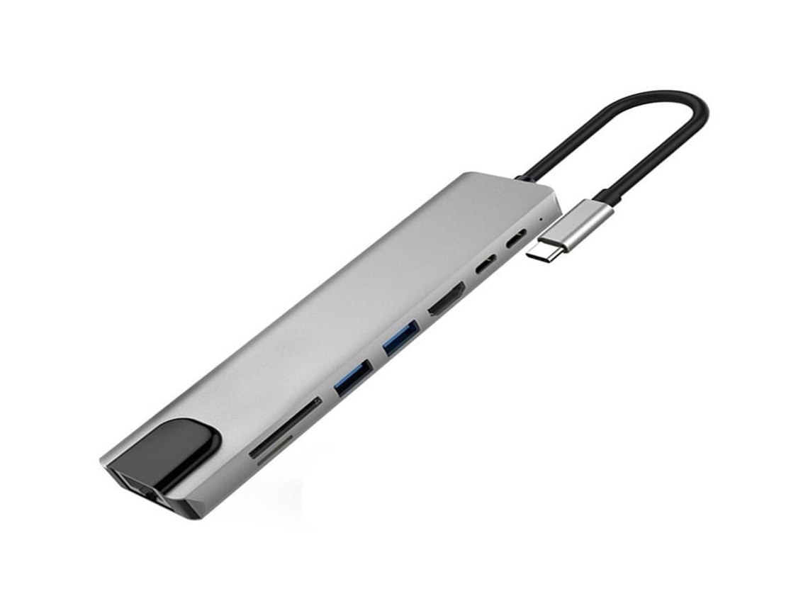 Dock Usb C 8 Em 1 Para Portáteis, Compatível Com Dp Alt Mode, Compacto - Pack Com 2 Unidades