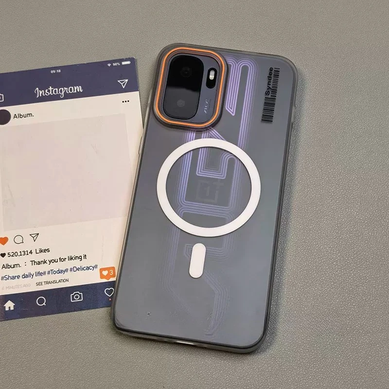 (transparente, Oneplus 15r) Capa Protetora De Luxo Fosca Transparente Em Policarbonato Com Carregamento Sem Fio Magnético.