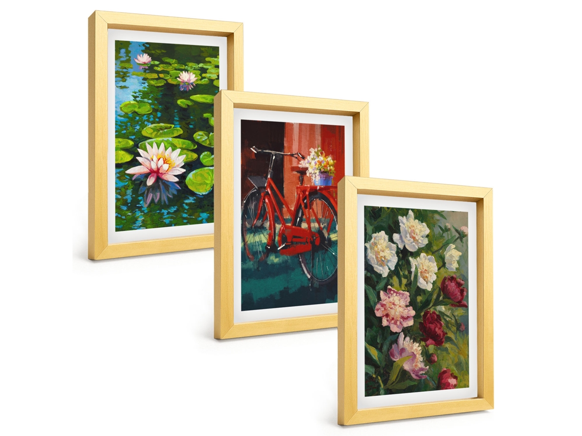 Composição De Quadros Lírios No Jardim, Flores Coloridas Espelharte (3 Peças 20x30 Cm)