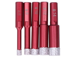 Set De 5 Brocas Diamante Com Mango Triangular Para Furadeira Seca E Úmida Em Granito E Cerâmica