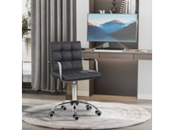 Chaise De Bureau Fauteuil Manager Pivotant Hauteur Réglable Revêtement Synthétique Capitonné Noir