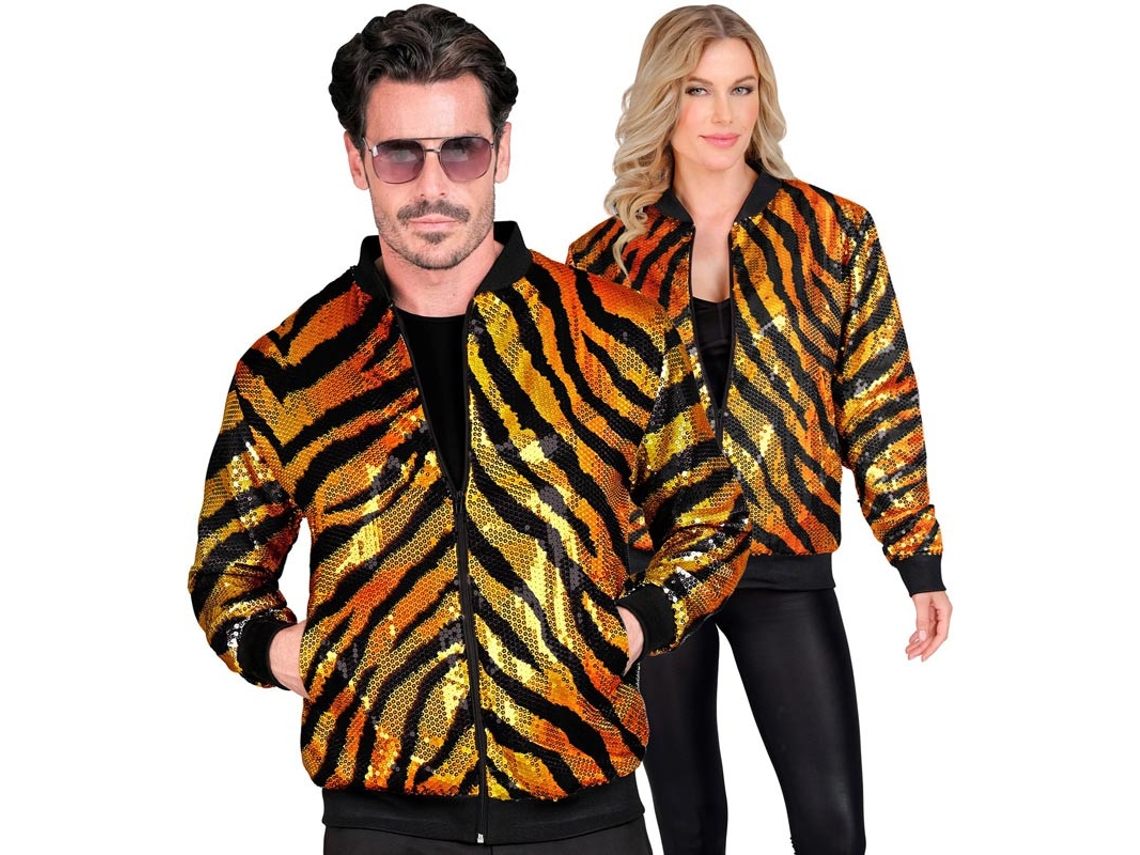 Bomber fashion listrado dourado com lantejoulas para adulto