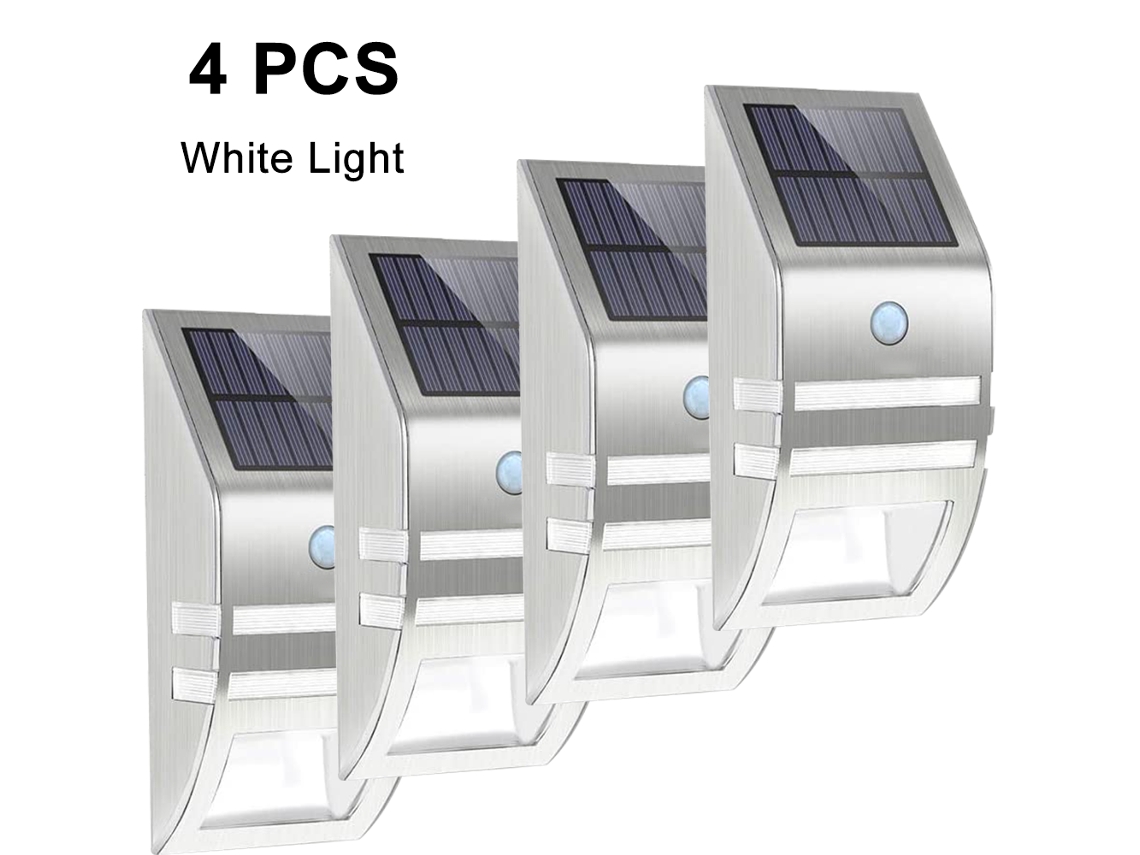 Luzes De Segurança Led Solares Com Sensor De Movimento Em Aço Inoxidável Para Exterior, Impermeáveis Para Porta Da Frente, Pátio, Deck, Jardim