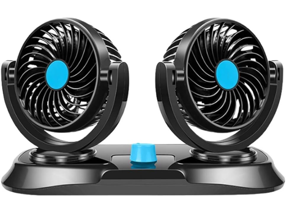 Ventilador Duplo Para Carro 12v/24v - Rotação De 360° Azul 12v