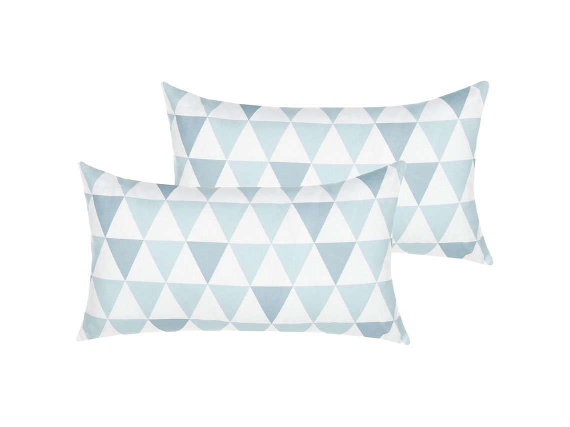 Conjunto De 2 Almofadas De Exterior Beliani Trifos De Poliéster Azul 40x70x8