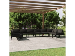 10 Pcs Conjunto Lounge Jardim Com Almofadões Alumínio Antracite Dkd Home Decor