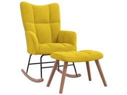 Rocking Chair With Stool, Rocking Chairs With Stools Vidaxl Amarelo Veludo