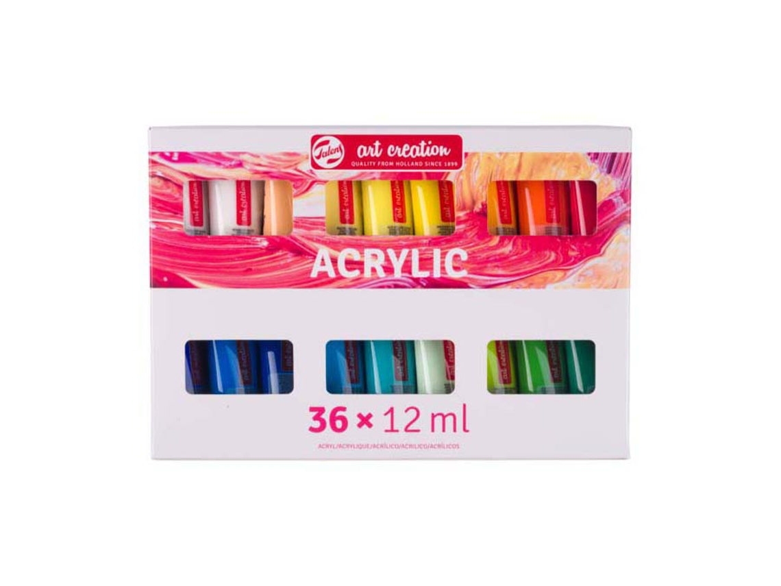 Conjunto De Tinta Acrílica Com 36 Cores Em Tubos De 12ml Para Diversão Criativa. Merkloos