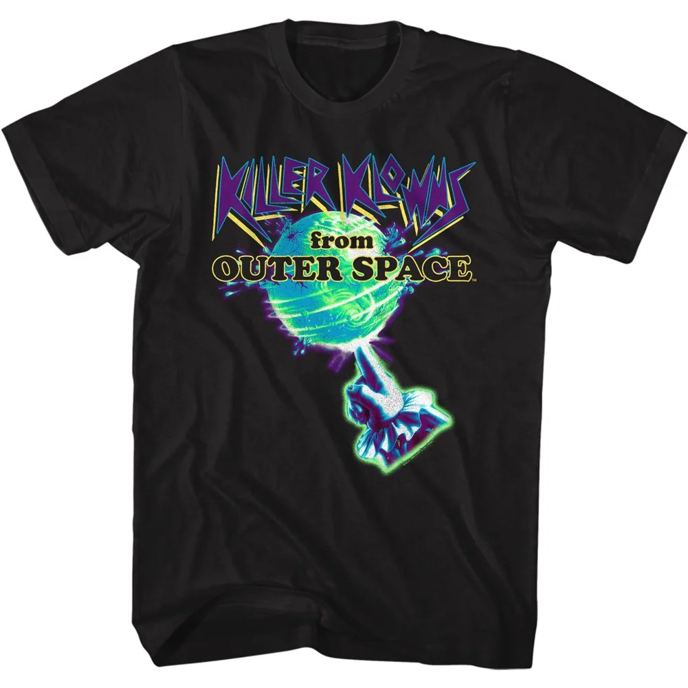 Rockinstone Killer Klowns Earth And Hand In Neon Black Adult T-shirt Size:xxxl