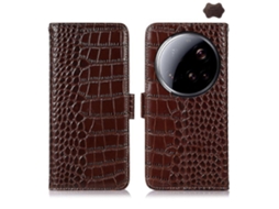 Capa De Celular Xiaomi 15 Ultra Com Acabamento Em Couro De Crocodilo E Camada Superior Em Couro Bovino