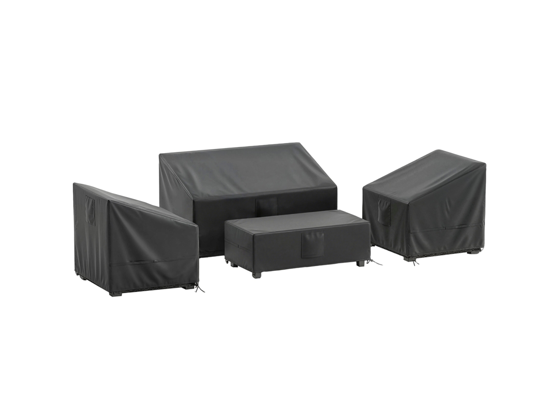 Capa para Móveis de Jardim 4 Peças Impermeável Preto BTFORUS