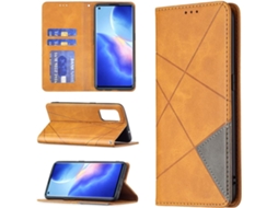 Capa Fólio Protetora Rhombic Trava Wallet para Oppo Reno5 5G HONGWE. Pele Sintética Magnética