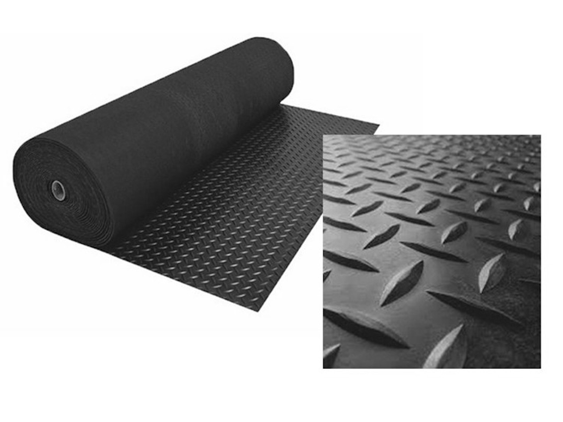 Revestimento Antiderrapante - Diamante Preto - 1mm - 100x250cm - Composição 100% PVC - Pavimento PVC - Piso de Borracha