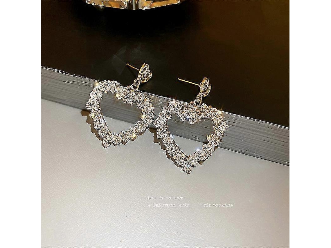 Brincos De Coração Com Strass, Design Statement, Joia Feminina