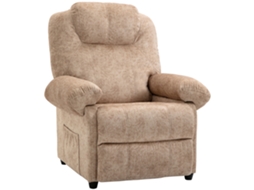 Poltrona Relax Reclinável Manual Em Tecido Com Descanso Para Pés Removível E Bolso Lateral, Bege