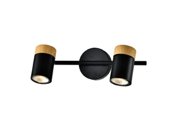 Nettlife Plafon 2 Focos De Madeira Pretos Gu10 Led Ajustável 330° Para Corredor Garagem Sala Cozinha Sem Lâmpada