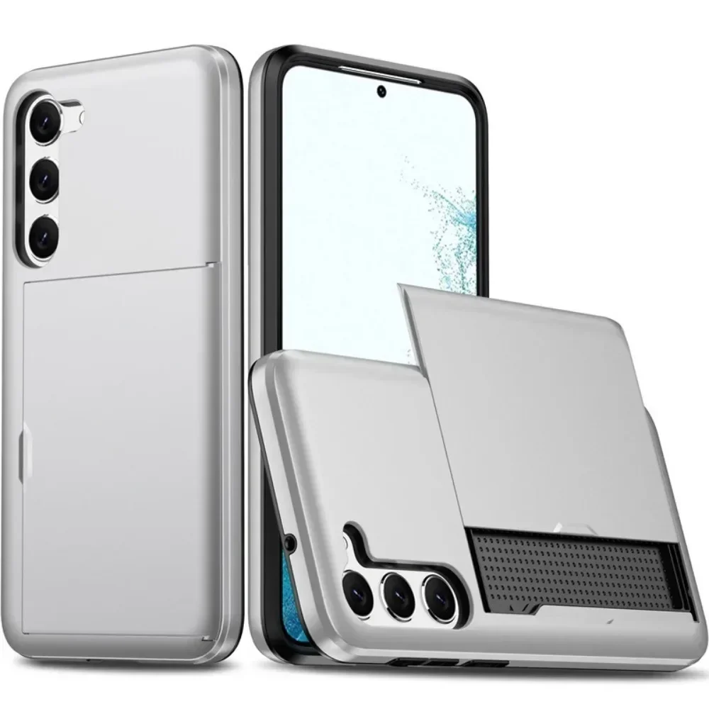 Capa Carteira À Prova De Choque (prateada) Para Slot De Cartão Sim Da Samsung (galaxy S21).