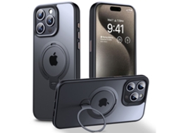 Suporte Casa Magsafe Para Iphone 15 Pro Max Pele Sintética Magnética Preto