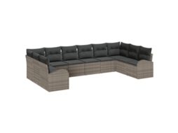 Conjunto 10 Móveis De Jardim Vidaxl Cinzento Vime Pe (344 X 179 X 85 Cm)