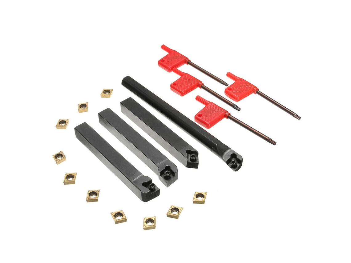 4 Peças De Portaferramentas De Torneamento + Inserts De Carbeto Ccmt09t304 + Chave T15