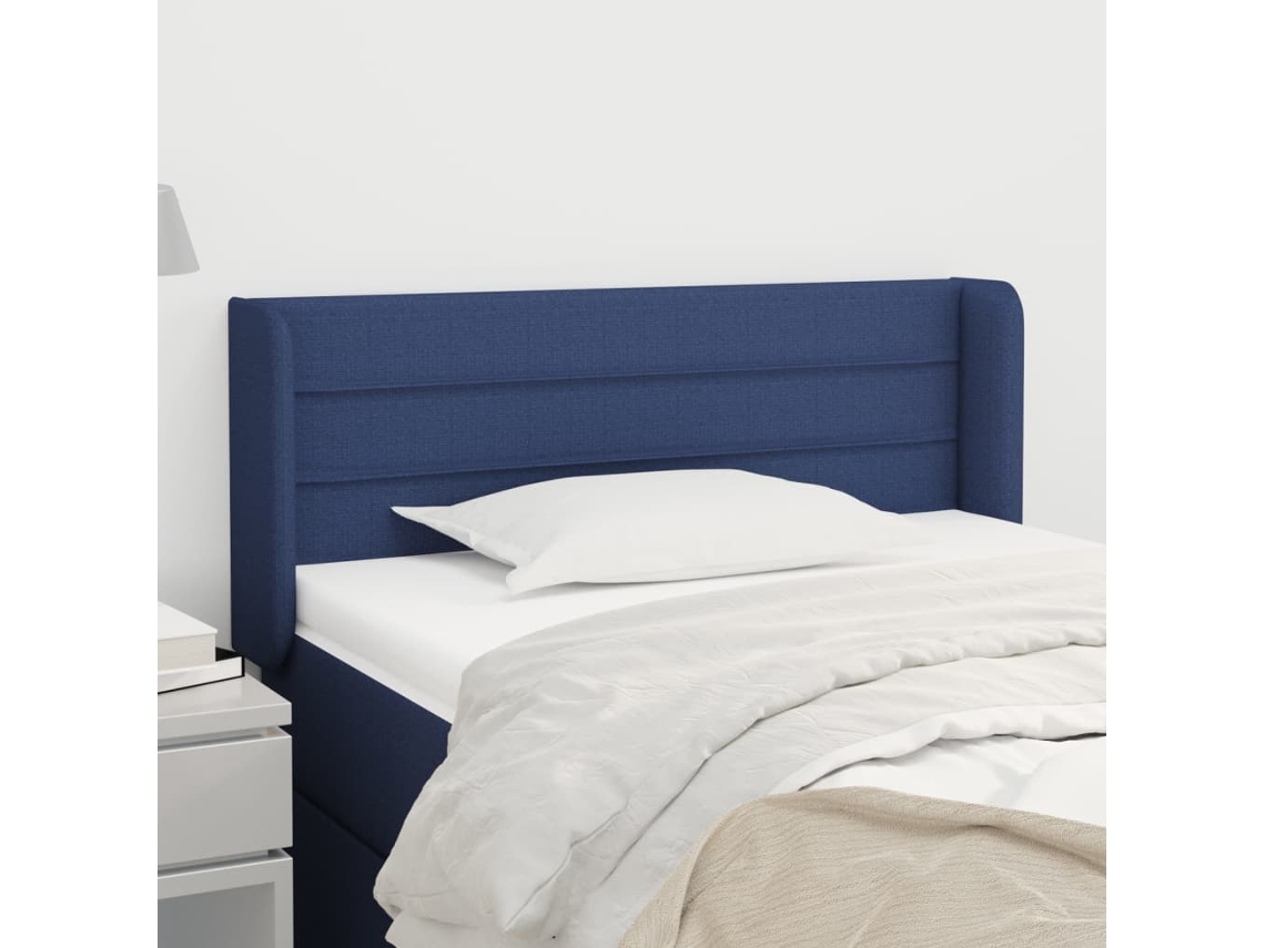 Cabeceira De Cama C/ Abas Tecido 93x16x78/88 Cm Azul Lovely Home