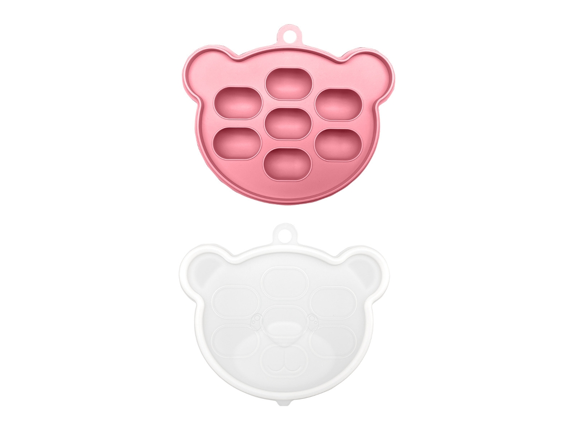 Brinquedo De Silicone Para Bebês Que Está Começando A Comer Alimentosmolde De Comida Para Bebê Em Formato De Urso Rosa Escuro