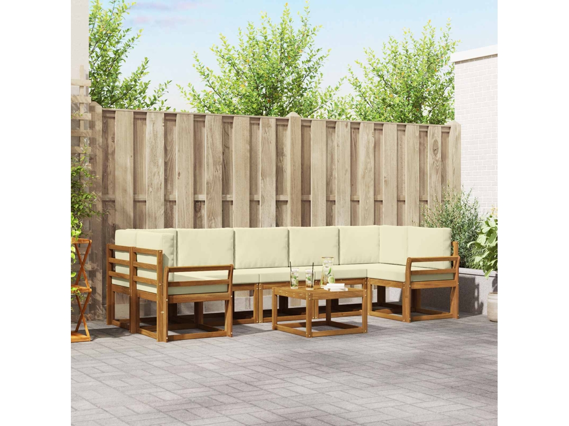 Vidaxl Conjunto De Sofás Para Exterior 8 Pcs Natural E Creme