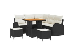 Maison Exclusive - Conjunto De Sofá De Jardim Com Almofada 8 Pcs Preto E Creme