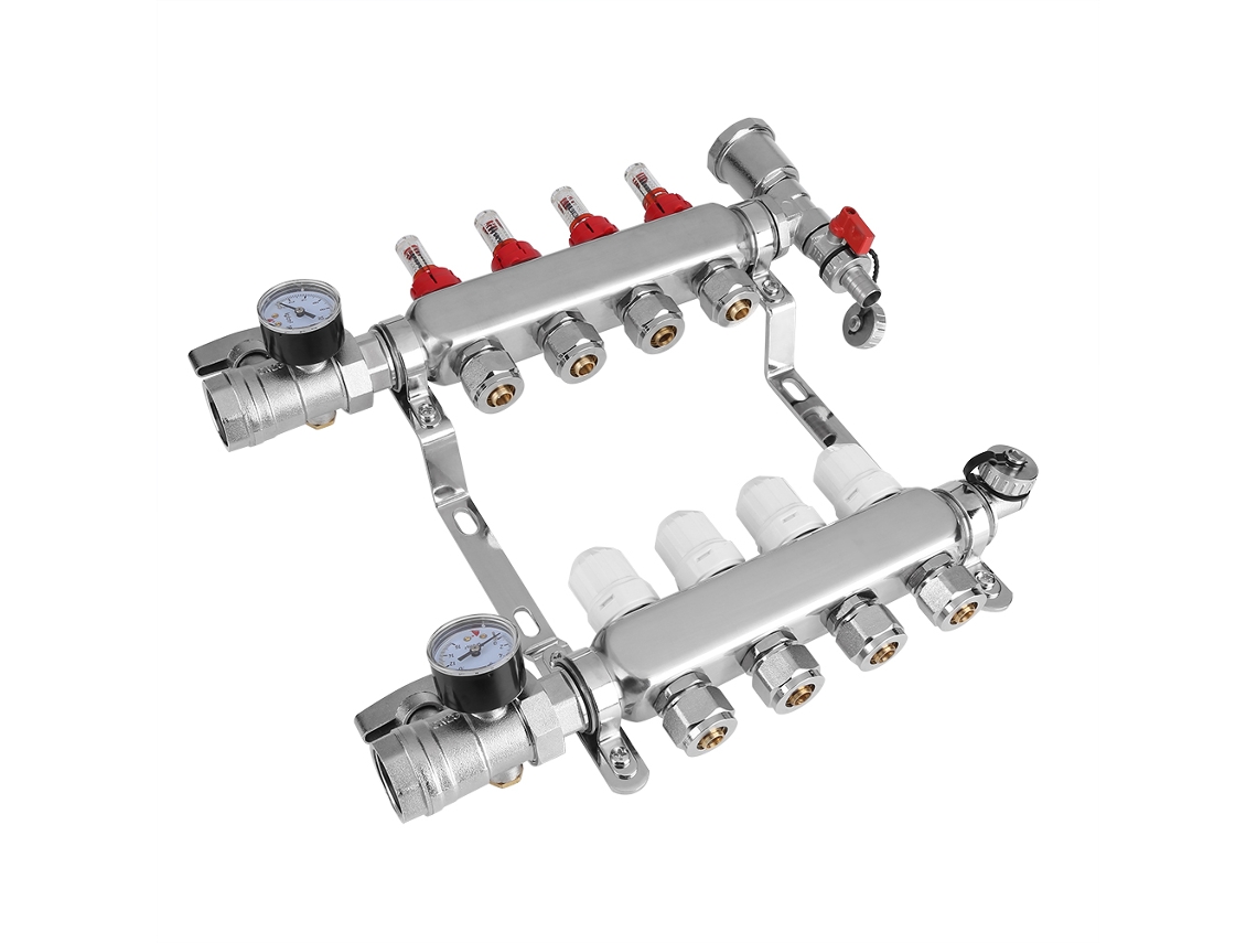 Laxiscreed Coletor Para Piso Radiante 4 Vias Em Aço Inoxidável, Ideal Para Aquecimento De Piso