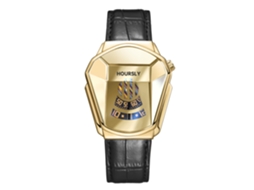 Relógio de Quartzo Masculino MDUG (pulseira de Couro Dourada)