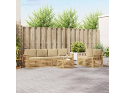 Vidaxl Conjunto De Sofás Para Exterior 7 Pcs Branco E Bege Poliéster