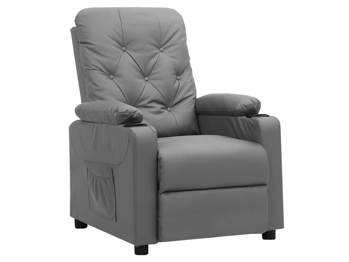 Vidaxl Poltrona Reclinável Couro Artificial Cinzento