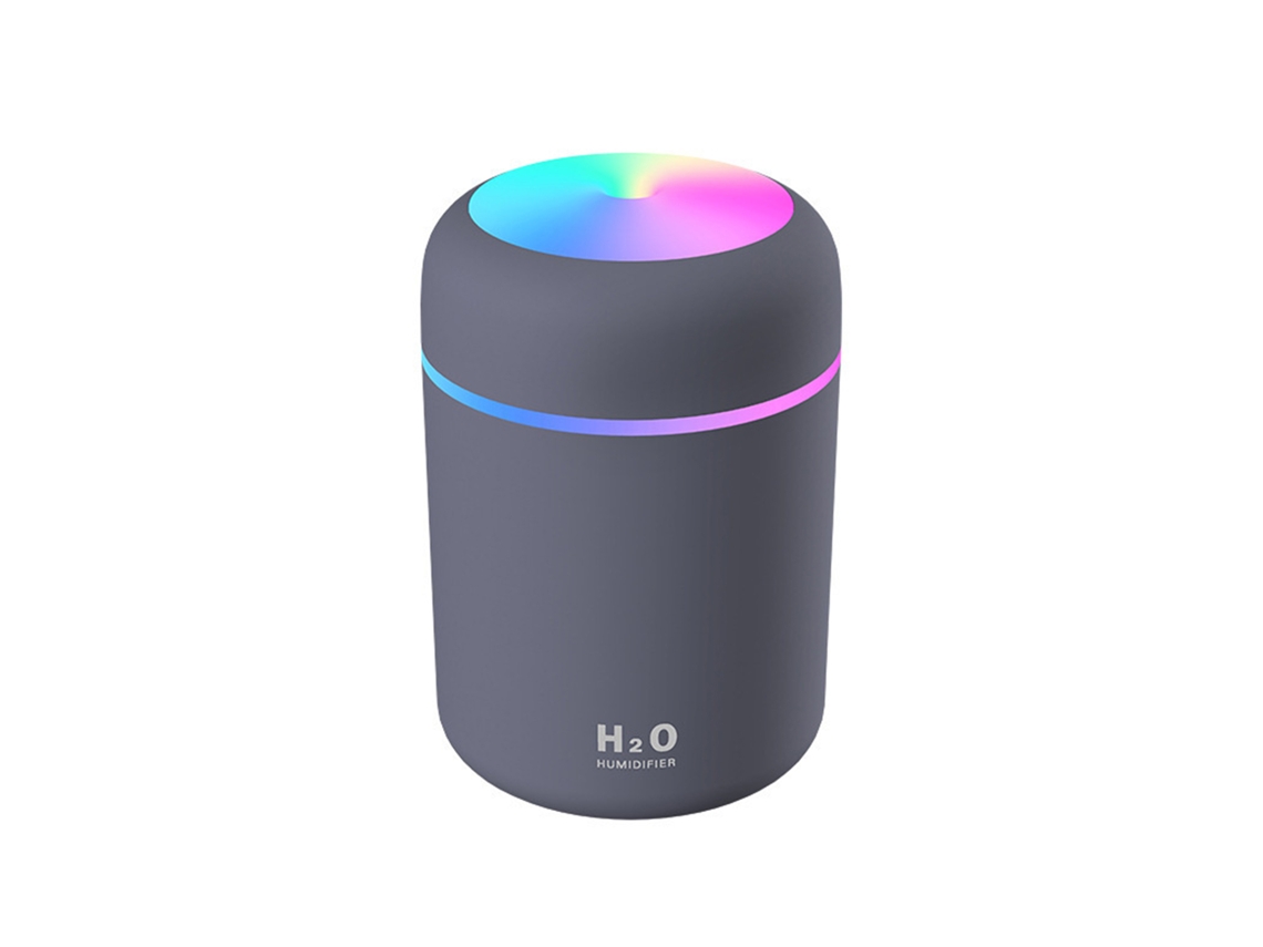 Umidificador de Ar Portátil de 300ml Usb com Luz Noturna Colorida, Modos de Nebulização e Desligamento Automático