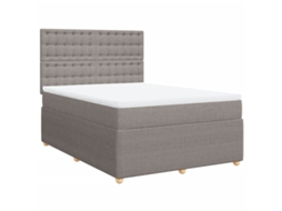 Box Spring Bed, Box Spring Beds Vidaxl Cinzento-acastanhado Tecido (140 X 190 Cm)