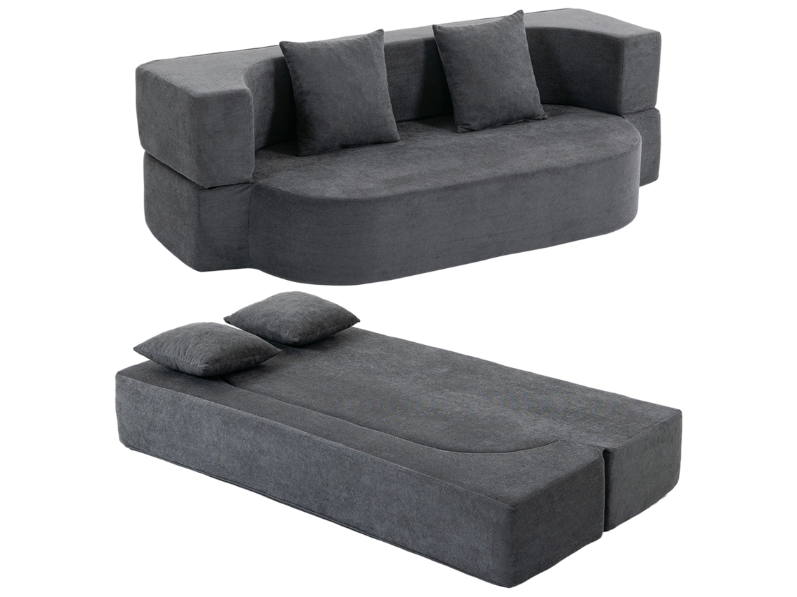 Sofá-cama Chão Espuma Alta Densidade Cinza Escuro