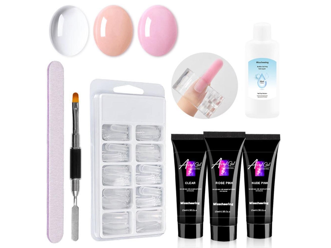Kit De Esmalte Em Gel Para Alongamento De Unhas Profissional Com Moldes Transparentes E Acessórios Para Uso Em Salão Ou Em Casa