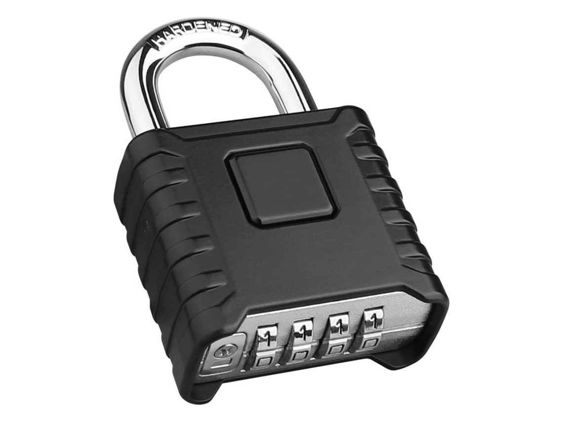Cadeado de combinação resistente às intempéries de 52 mm com 4 dígitos para uso externo e interno, com chave grande.